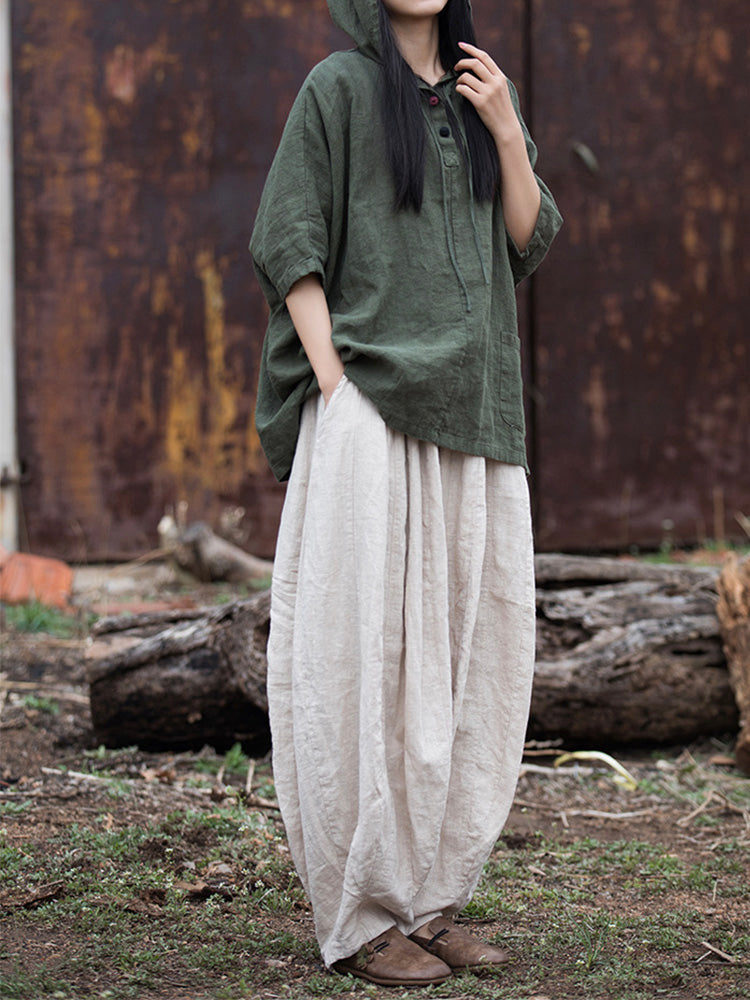 Damen Oversize Hoodie aus Baumwolle und Leinen für den Alltag