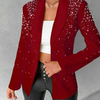 Women's Pearl-Embellished Tailored Blazer Red