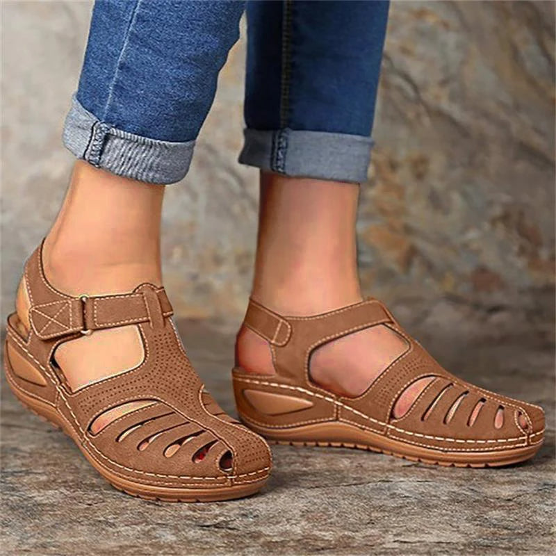 Women's Vintage Orthopedic PU Leather Sandals for Summer-MODAUTLET