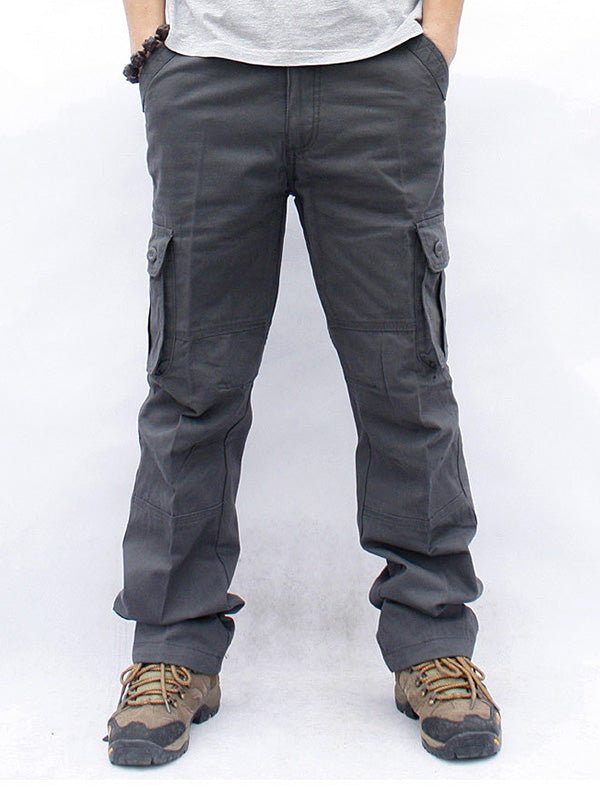 Men's Casual Straight Cargo Pants with 6 Pockets