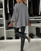 Women's Elegant Metal-Button Cuff Sweater