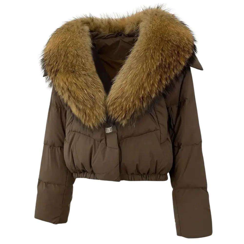 Women's Puffer Jacket - Stylish & Warm Outerwear Brown Gold