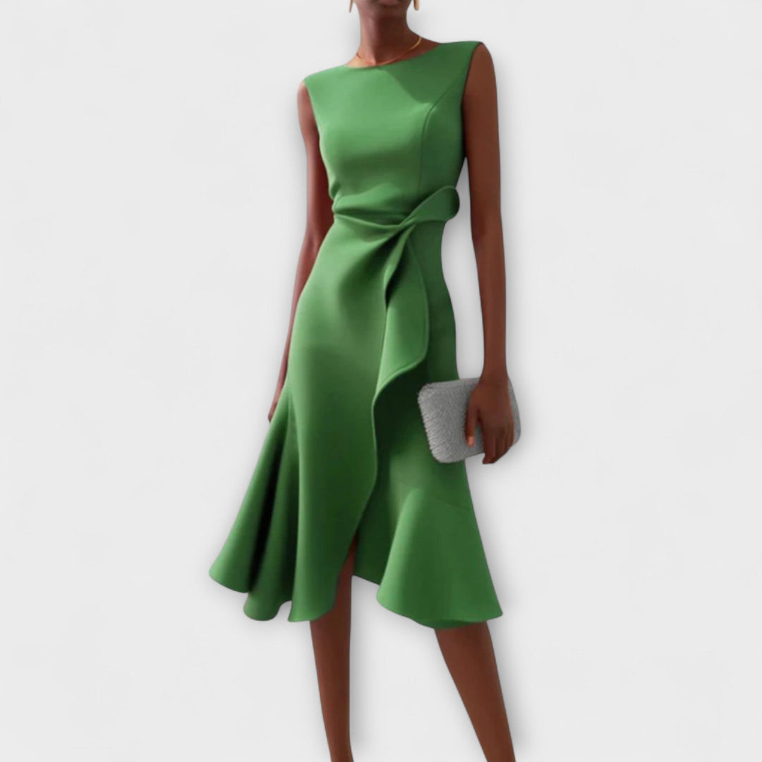 Drapiertes asymmetrisches Midikleid für Damen
