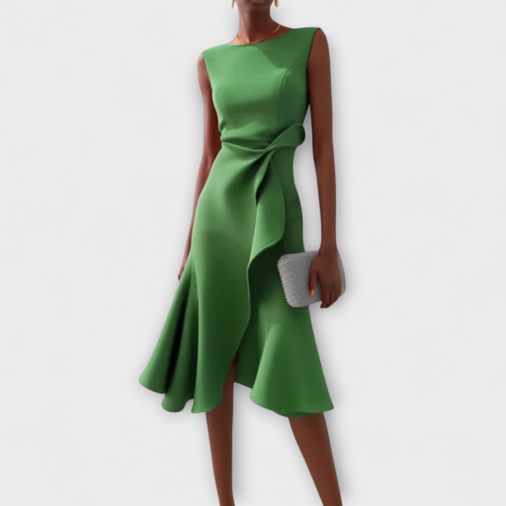 Drapiertes asymmetrisches Midikleid für Damen