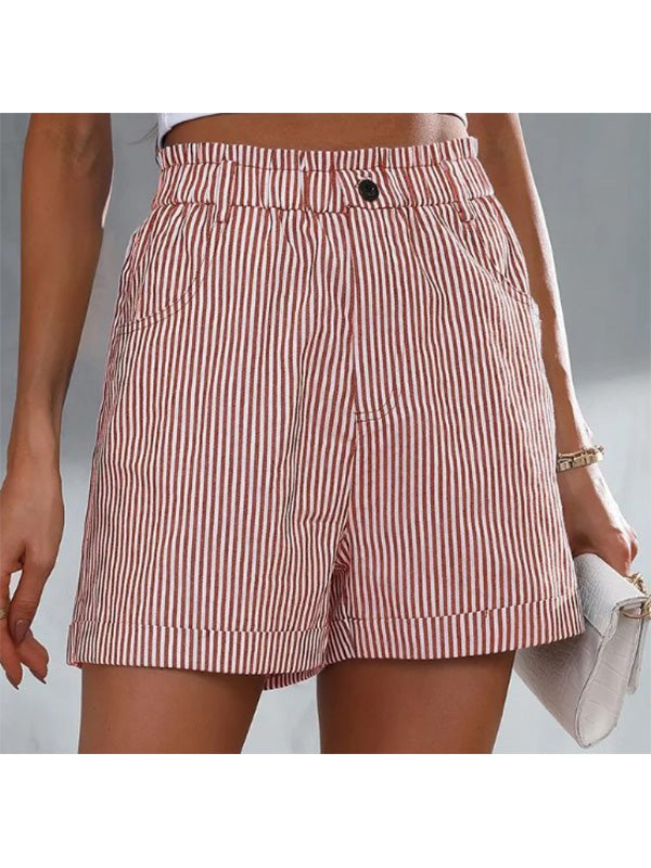 Women's Casual Cuffed Comfy Striped Shorts
