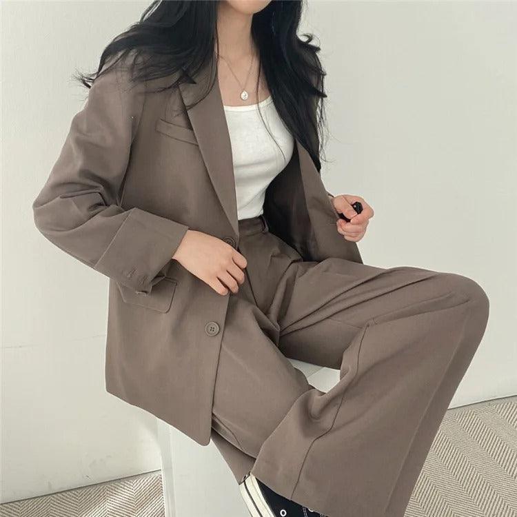 Hailey | Conjunto de Fato Feminino Ajustado com Blazer Comprido