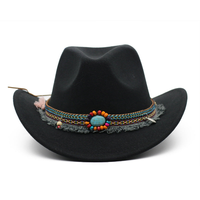 Sombreros de fieltro rizado para vaqueros, accesorios para montar para hombres y mujeres