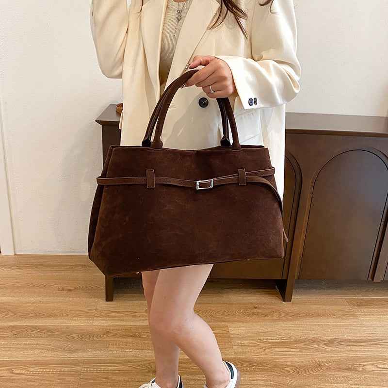 Versatile Suede Tote Bag for Everyday Use and Travel-MODAUTLET