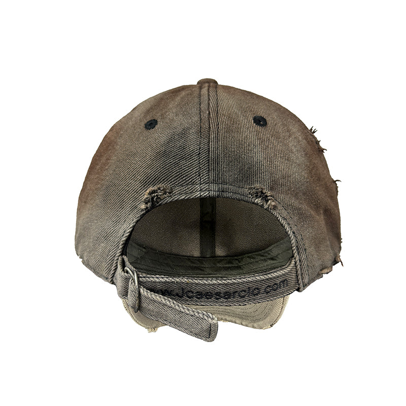 Unisex Mesh Back Embroidered Cap Vintage Rust Look