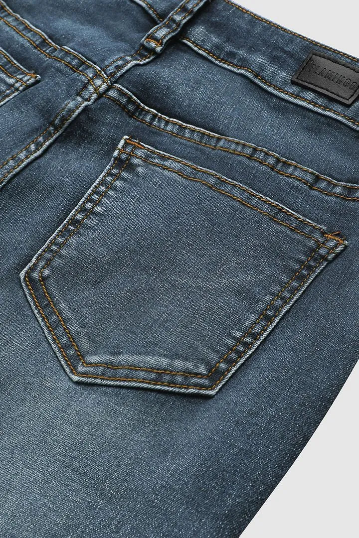 Damejeans med blomsterbroderi, håndbroderet, mellemhøj talje og bootcut