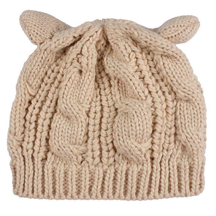 Gorro tejido a mano con orejas de gato 3D lindo para uso en invierno