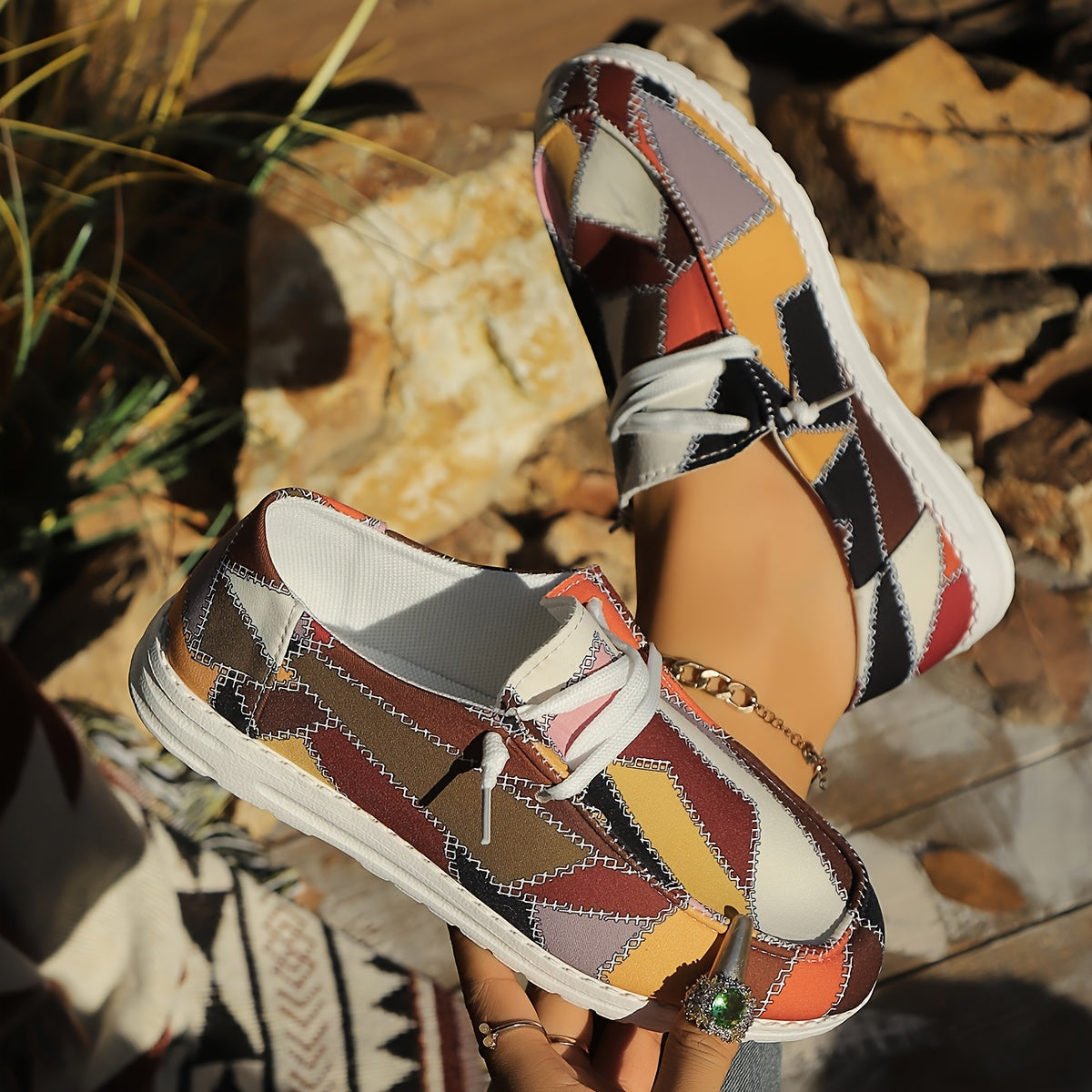 Women's Stylish Plaid Canvas Sneakers