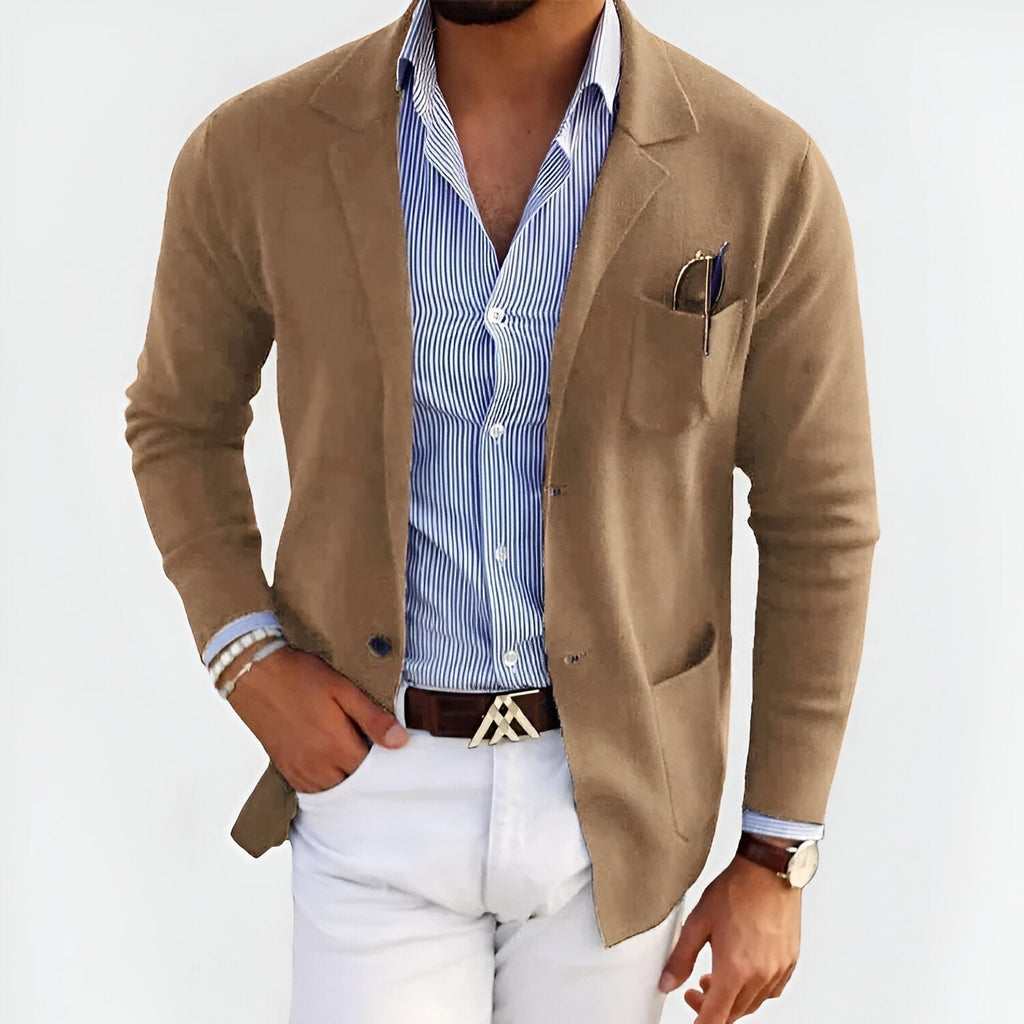 Lightweight Breathable Summer Knit Blazer for Warm Weather Beige