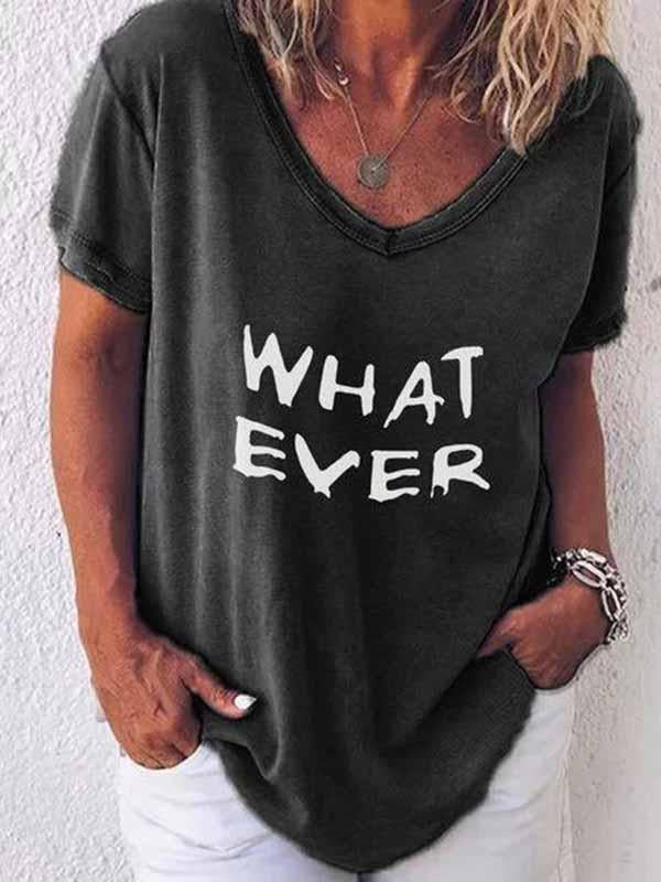T-shirt graphique imprimé lettres pour femmes