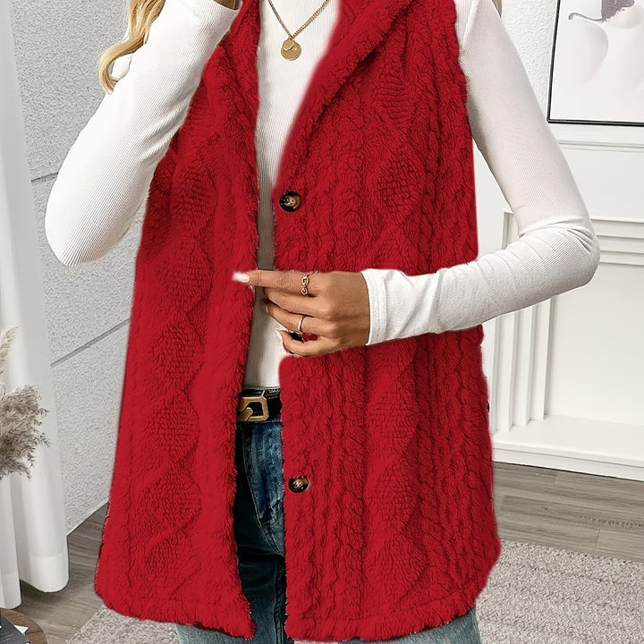 Gilet douillet sans manches à capuche pour femme