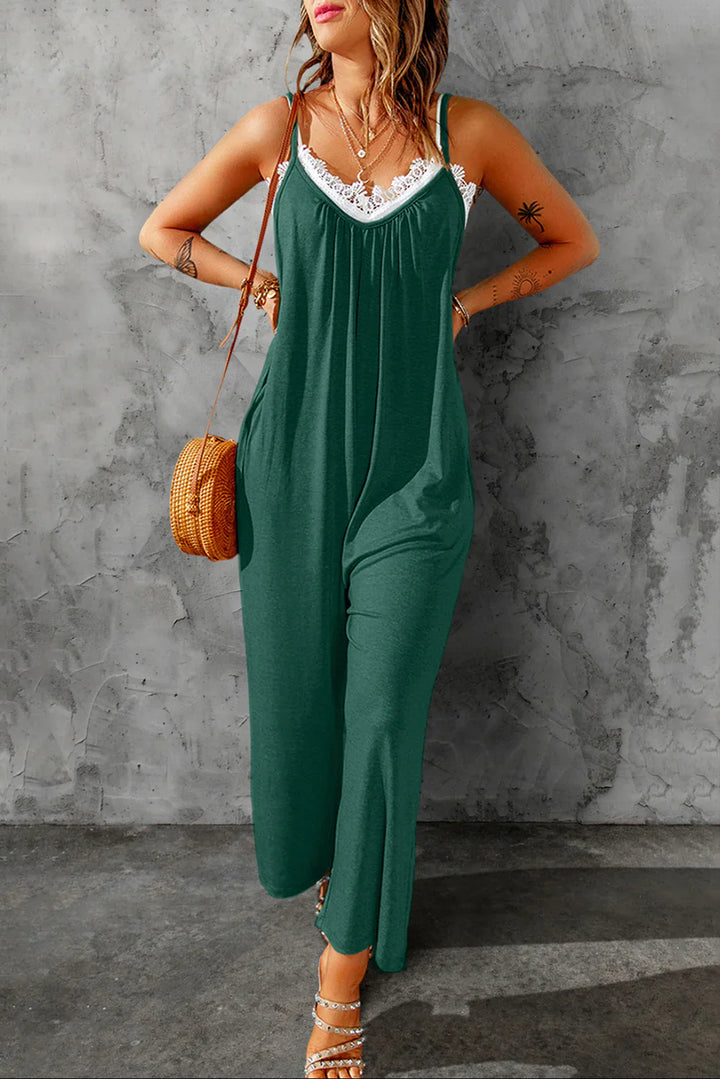 Women's Spaghetti Strap Wide Leg Fashion Jumpsuit