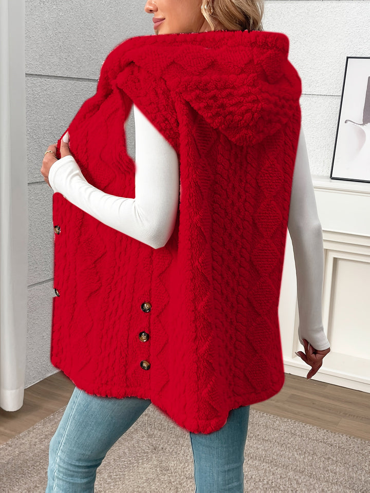 Gilet douillet sans manches à capuche pour femme