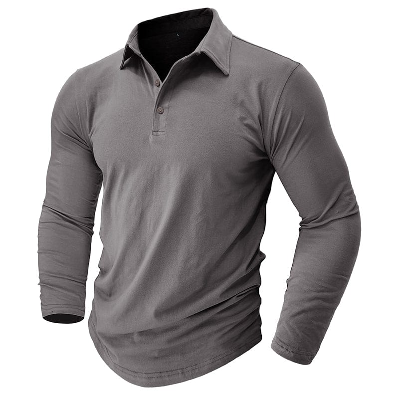 Men's Muscle Fit Long Sleeve Polo Shirt-MODAUTLET