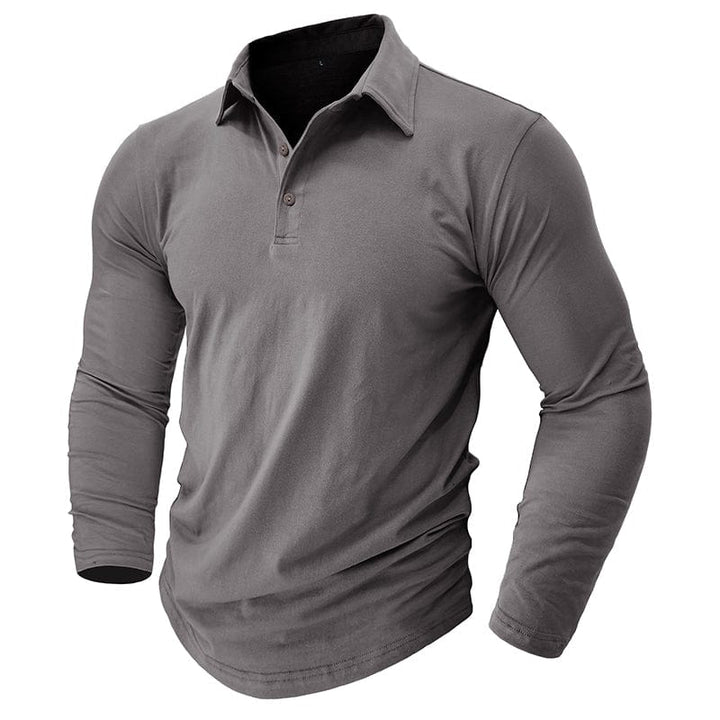Men's Muscle Fit Long Sleeve Polo Shirt-MODAUTLET