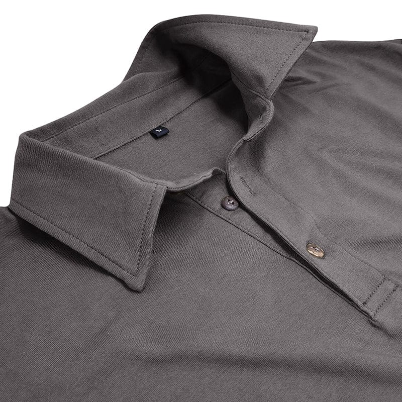Men's Muscle Fit Long Sleeve Polo Shirt-MODAUTLET
