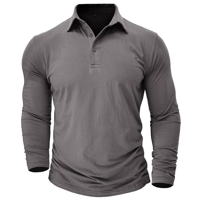 Men's Muscle Fit Long Sleeve Polo Shirt-MODAUTLET