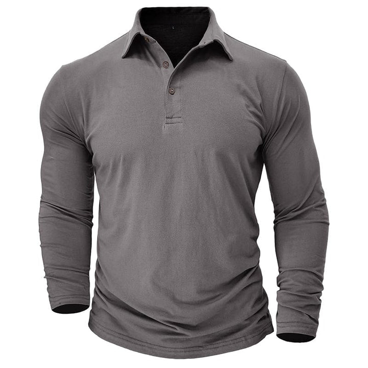 Men's Muscle Fit Long Sleeve Polo Shirt-MODAUTLET