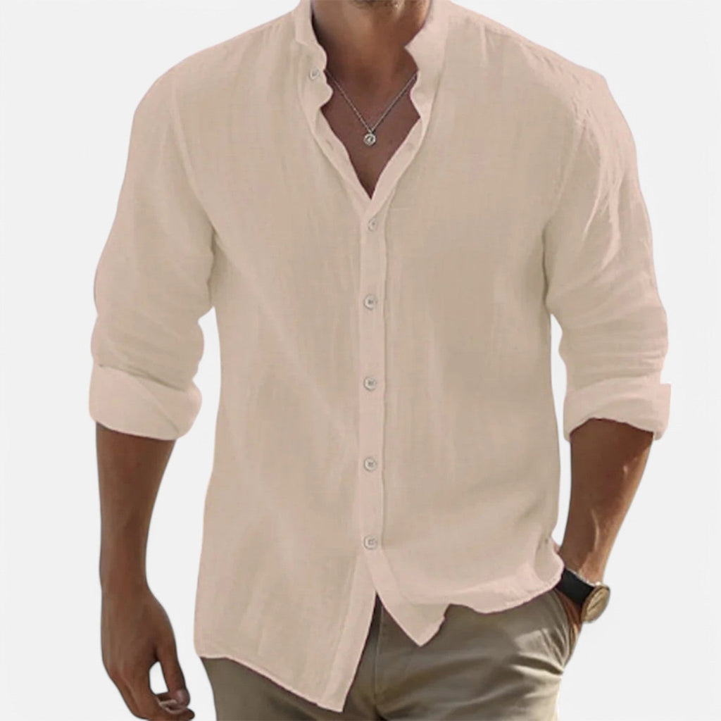 Men’s Cotton-Linen Beach Shirt Khaki
