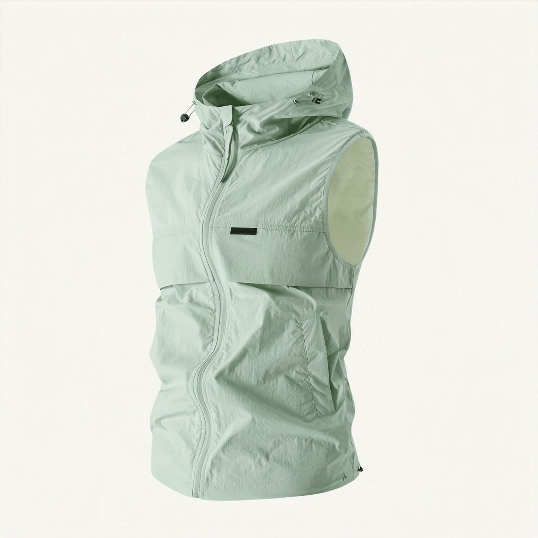 Chaleco cortavientos ligero con capucha para hombre, para pesca y senderismo