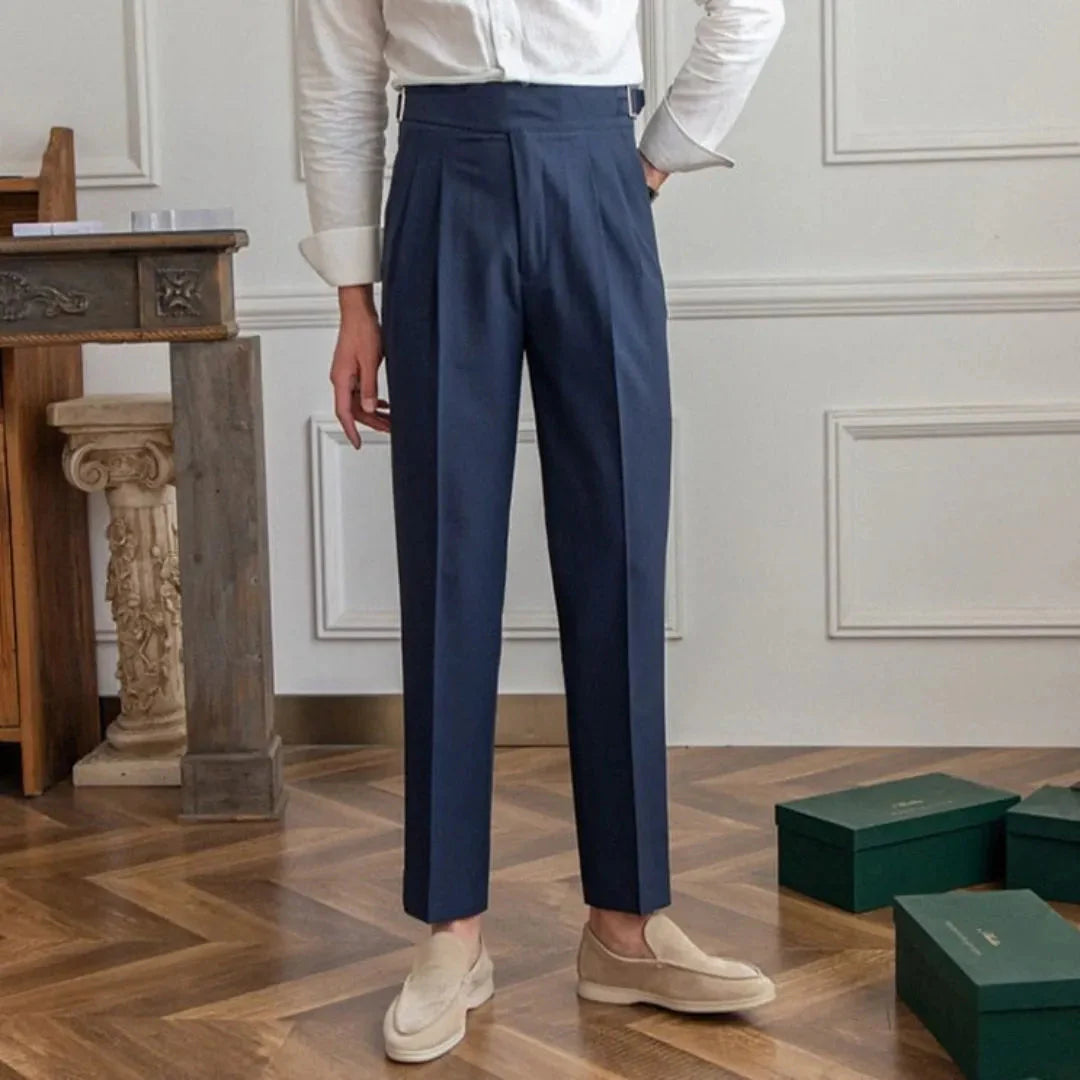 High Waist Buckle Pleated Trousers for Women-MODAUTLET