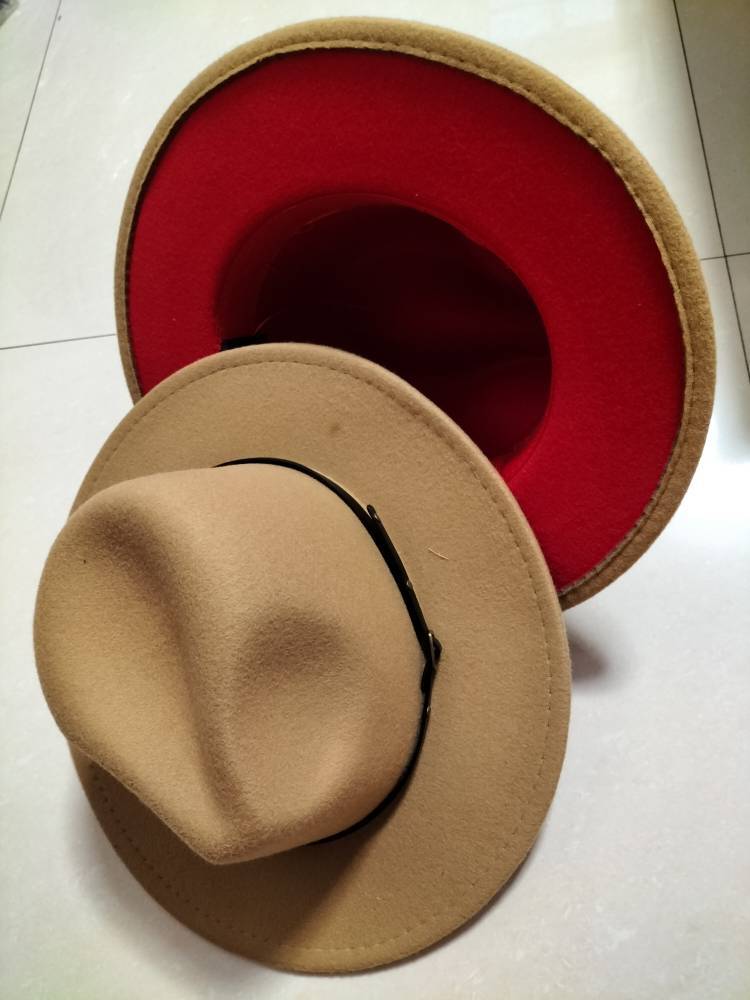 Chapeau Fedora en laine à blocs de couleur élégant pour hommes et femmes