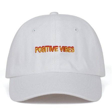 Positive Vibes Cotton Embroidered Baseball Cap for Men and Women