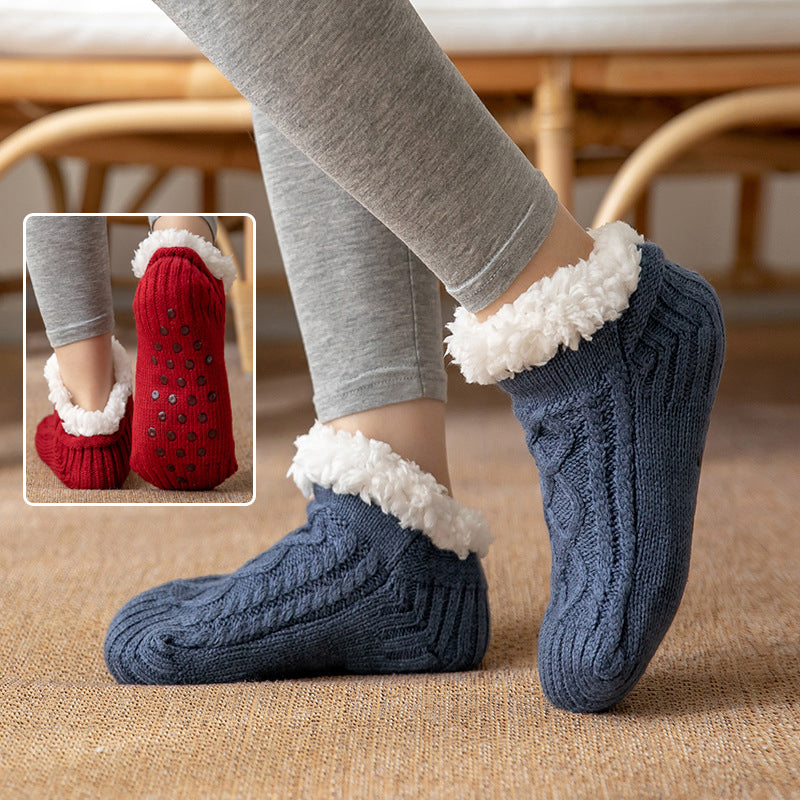 Cozy Non-Slip Plush Knitted Floor Socks for Women - Warm Winter Home Essentials