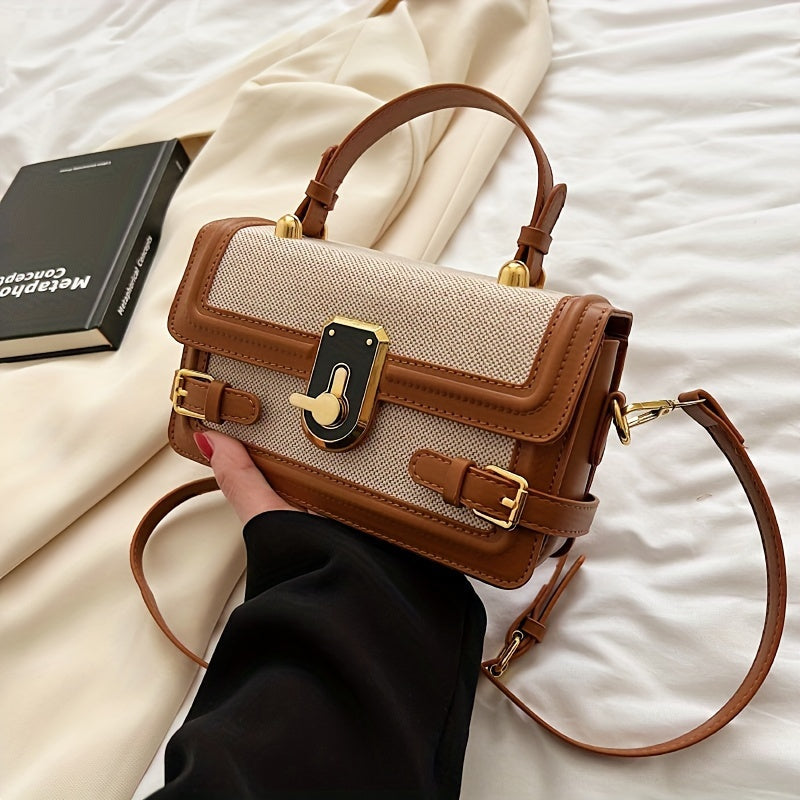 Chic Canvas & Leather Trim Crossbody Bag-MODAUTLET
