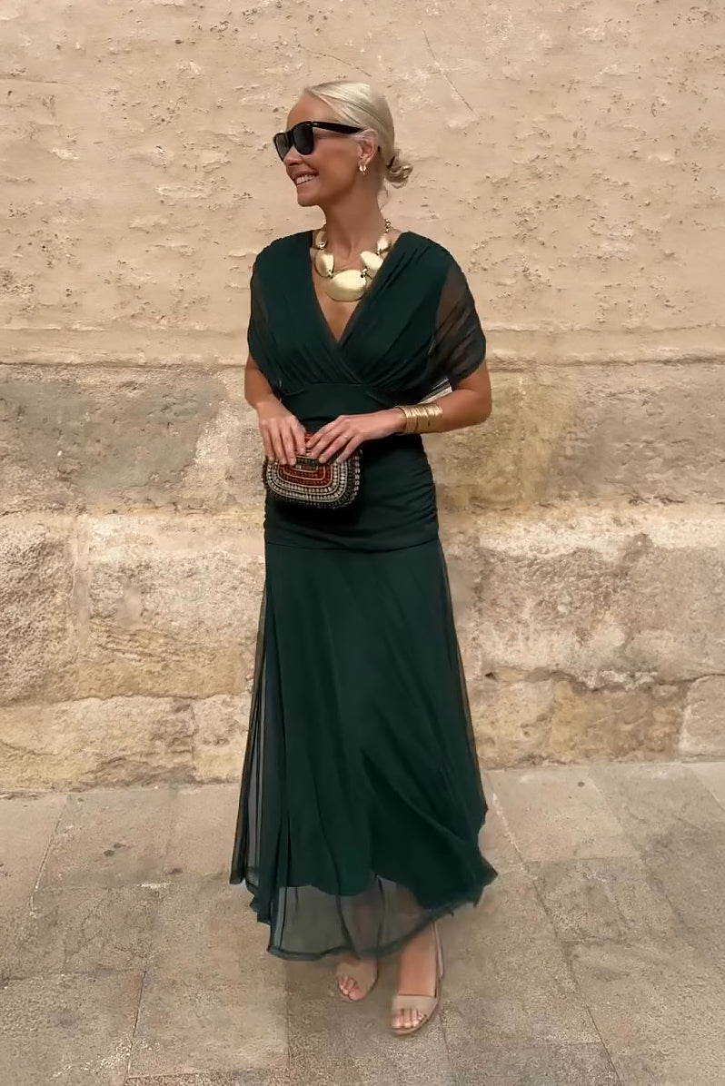 Dame Elegant V-hals Fantasy Maxi-kjole til fester
