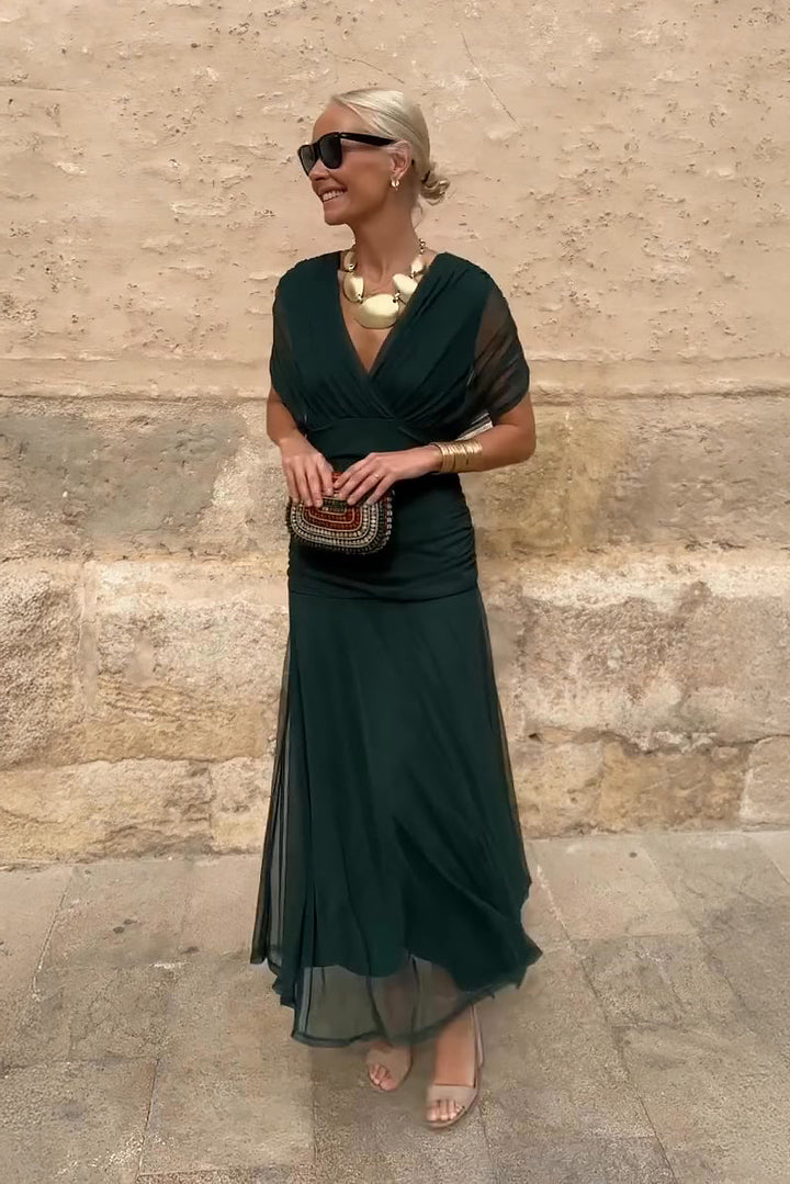 Dame Elegant V-hals Fantasy Maxi-kjole til fester