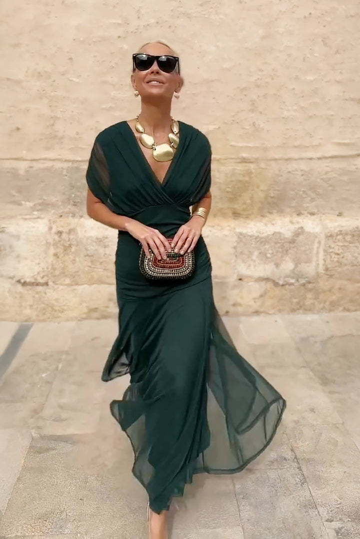 Dame Elegant V-hals Fantasy Maxi-kjole til fester