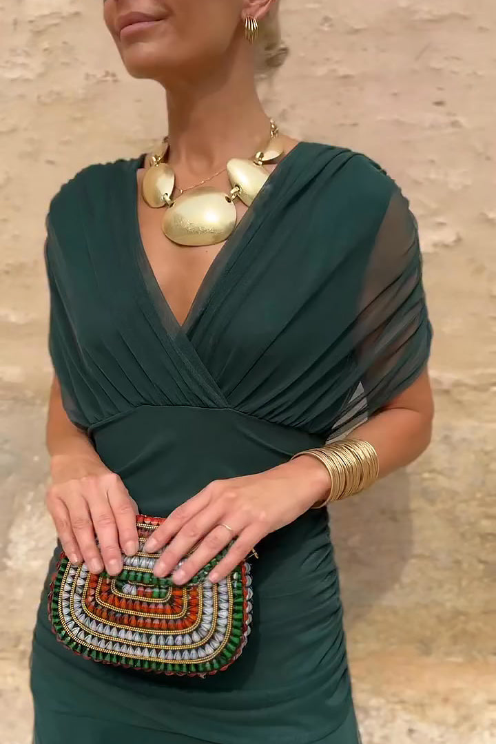 Dame Elegant V-hals Fantasy Maxi-kjole til fester