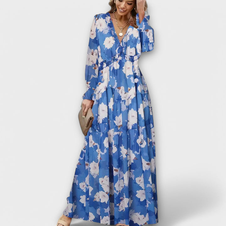 Women's Floral V-Neck Maxi Dress