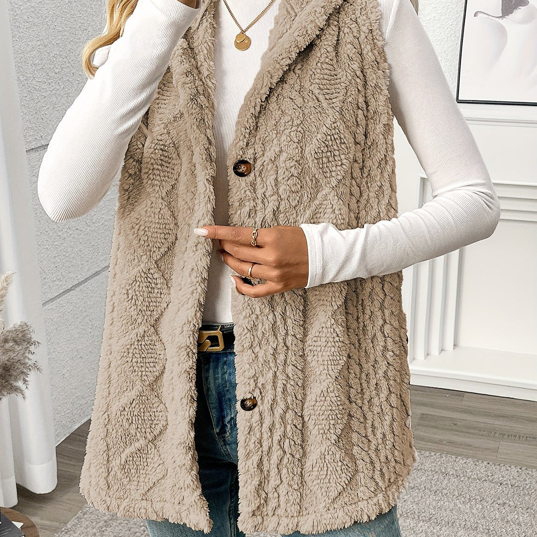 Gilet douillet sans manches à capuche pour femme