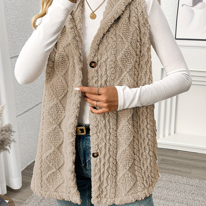 Gilet douillet sans manches à capuche pour femme