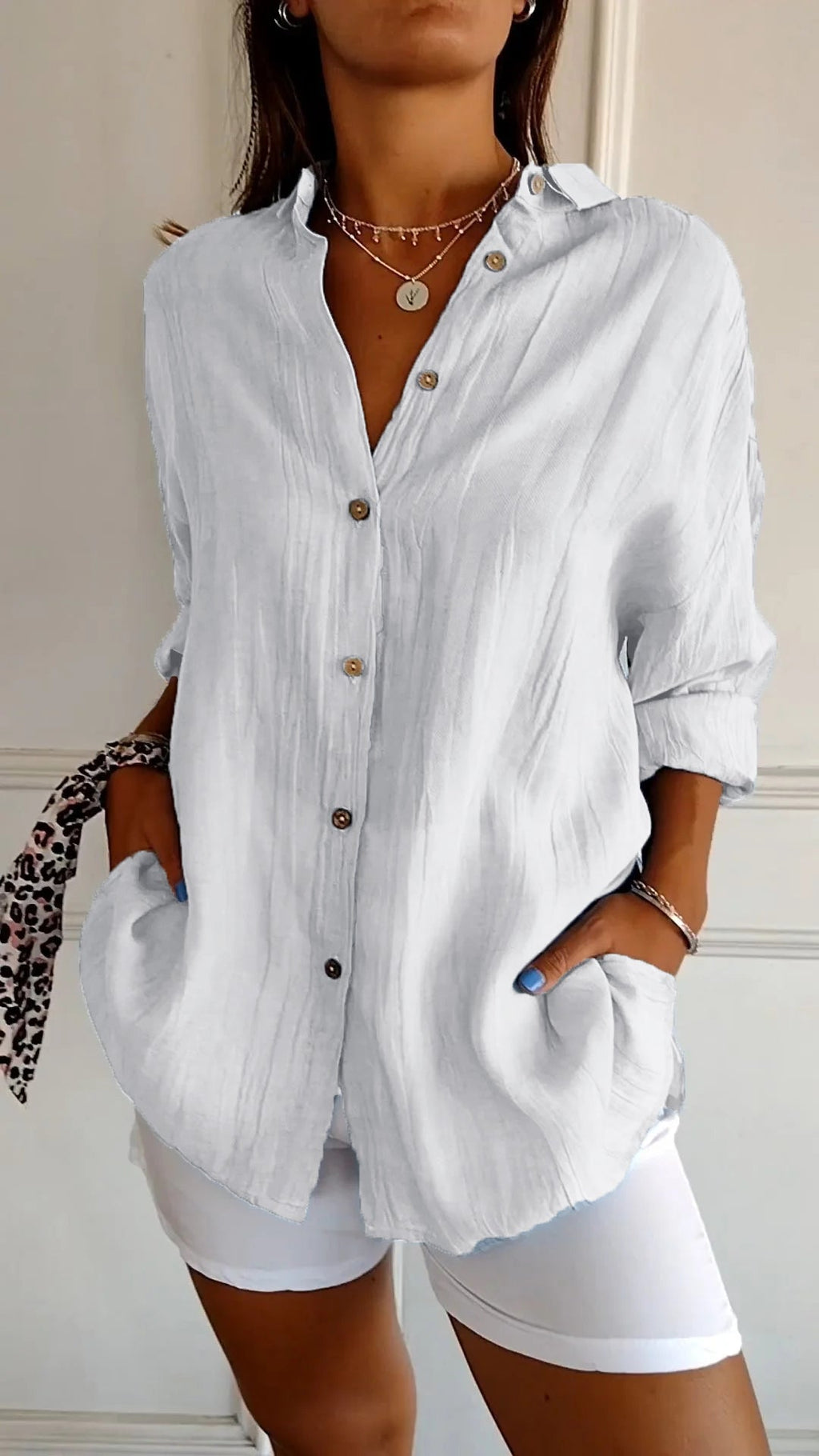 Women's Elegant Oversized Blouse White