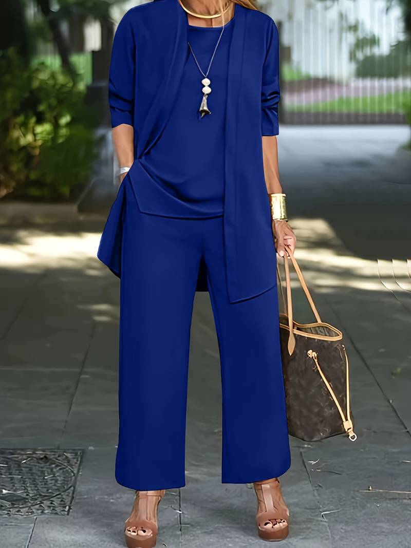 Aurora 3-Piece Women's Pantsuit Blue