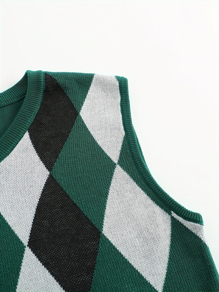 Pánská klasická vesta s argyle vzorem