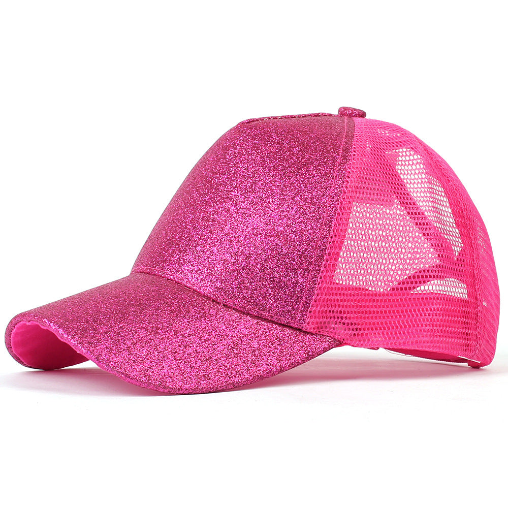 Gorra de béisbol snapback con cola de caballo y lentejuelas para estilo hip-hop