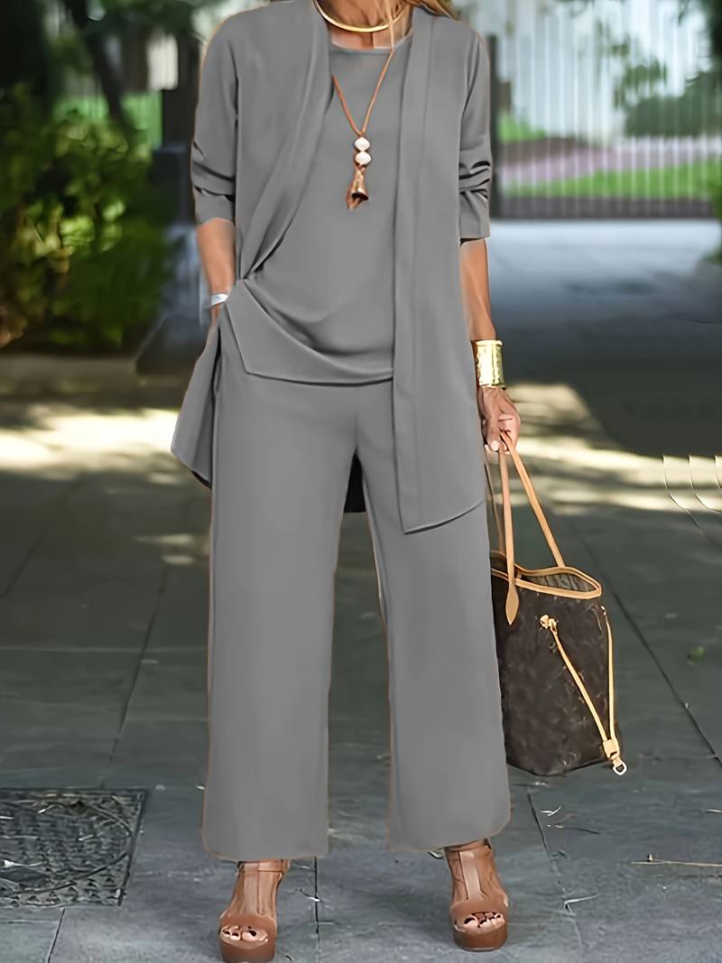 Aurora 3-Piece Women's Pantsuit Gray