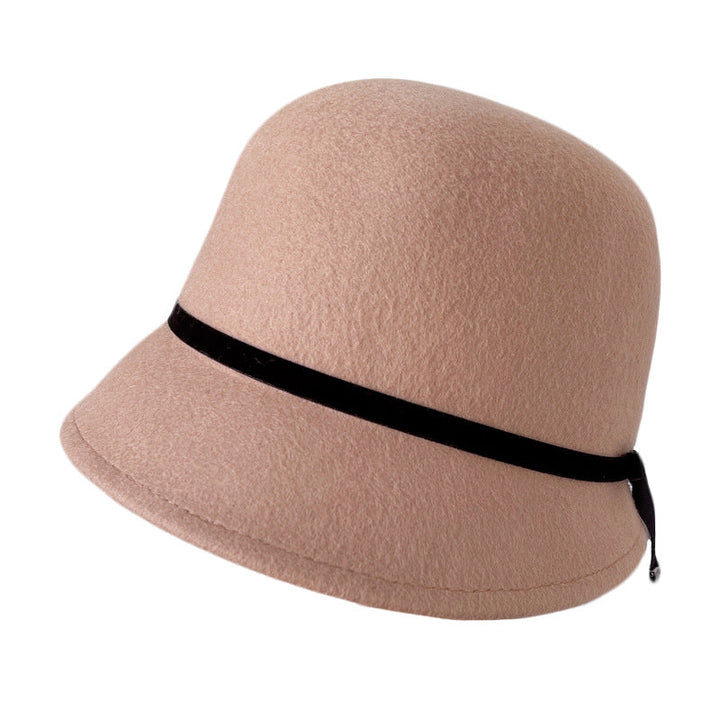 Sombreros elegantes de fieltro de lana con lazo sofisticado para mujer