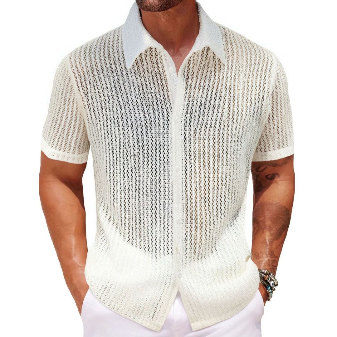 Men's Lightweight Summer Polo Shirt Breathable Knit-MODAUTLET