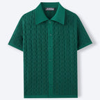 Effortless Knitted Polo Shirt With Subtle Wave Pattern