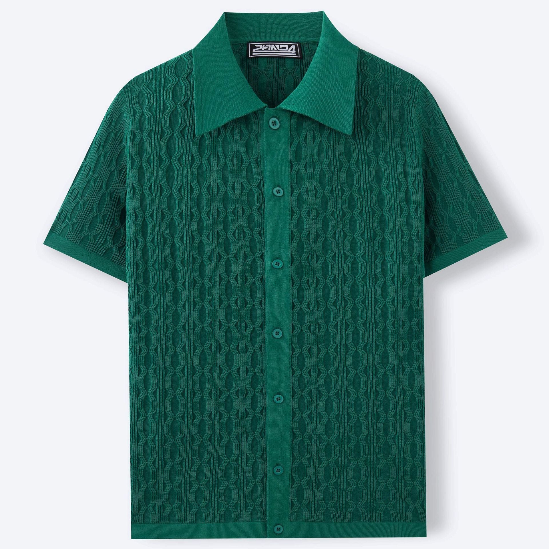 Effortless Knitted Polo Shirt With Subtle Wave Pattern