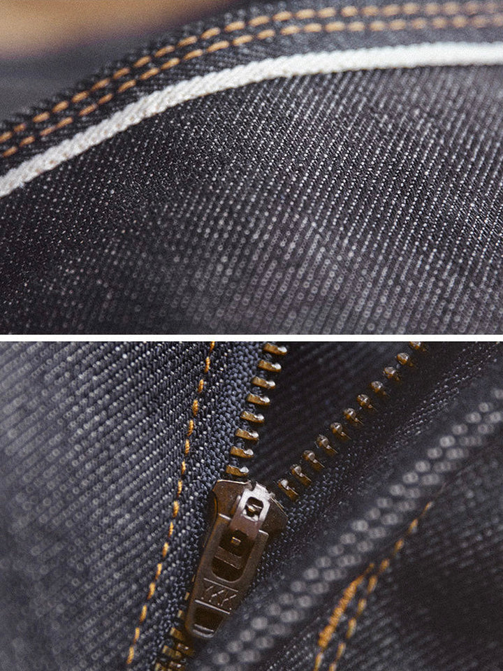 Men's Retro Style Raw Denim Jeans